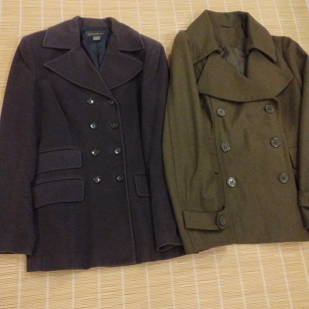 Two Pea Coats - Banana Republic and Olive color coat